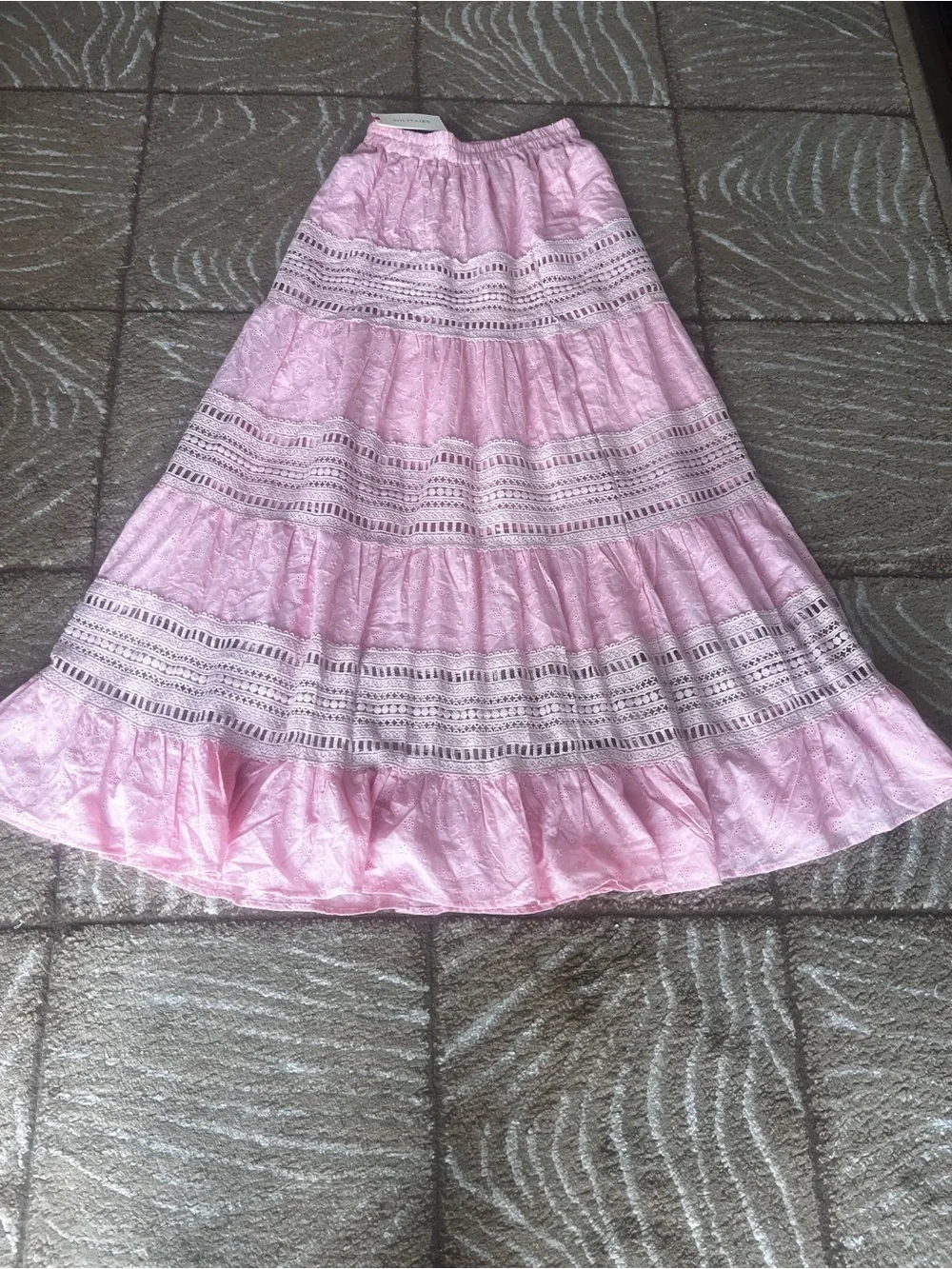 New Solitaire Light Pink Tiered Maxi Skirt size S - Picture 8 of 12